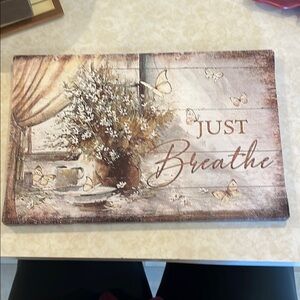 Rustic Brown 'Just Breathe' Wall Art